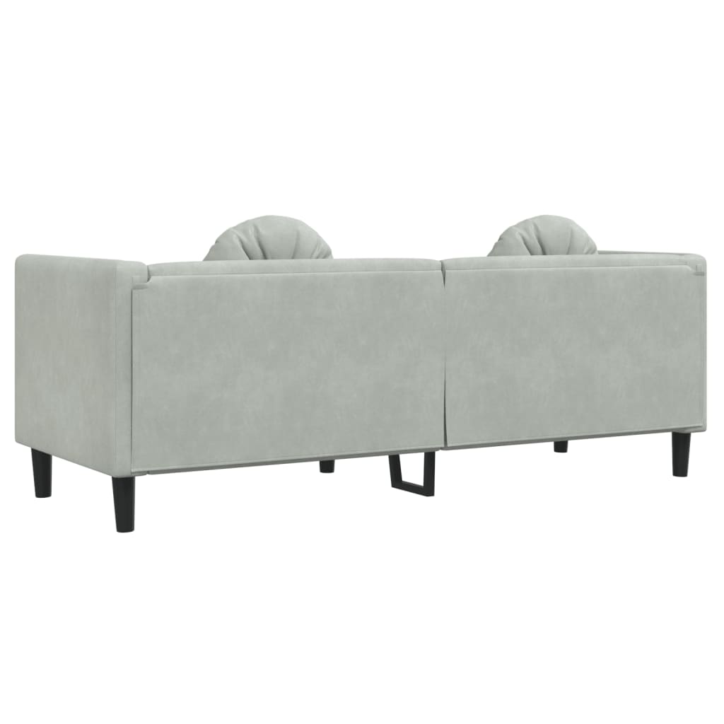 Bank met kussens 3-zits fluweel lichtgrijs is nu te koop bij PeponiXL, paradijselijk wonen!