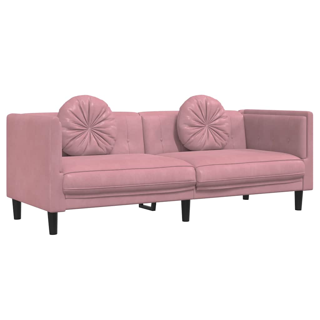 Bank met kussens 3-zits fluweel roze is nu te koop bij PeponiXL, paradijselijk wonen!