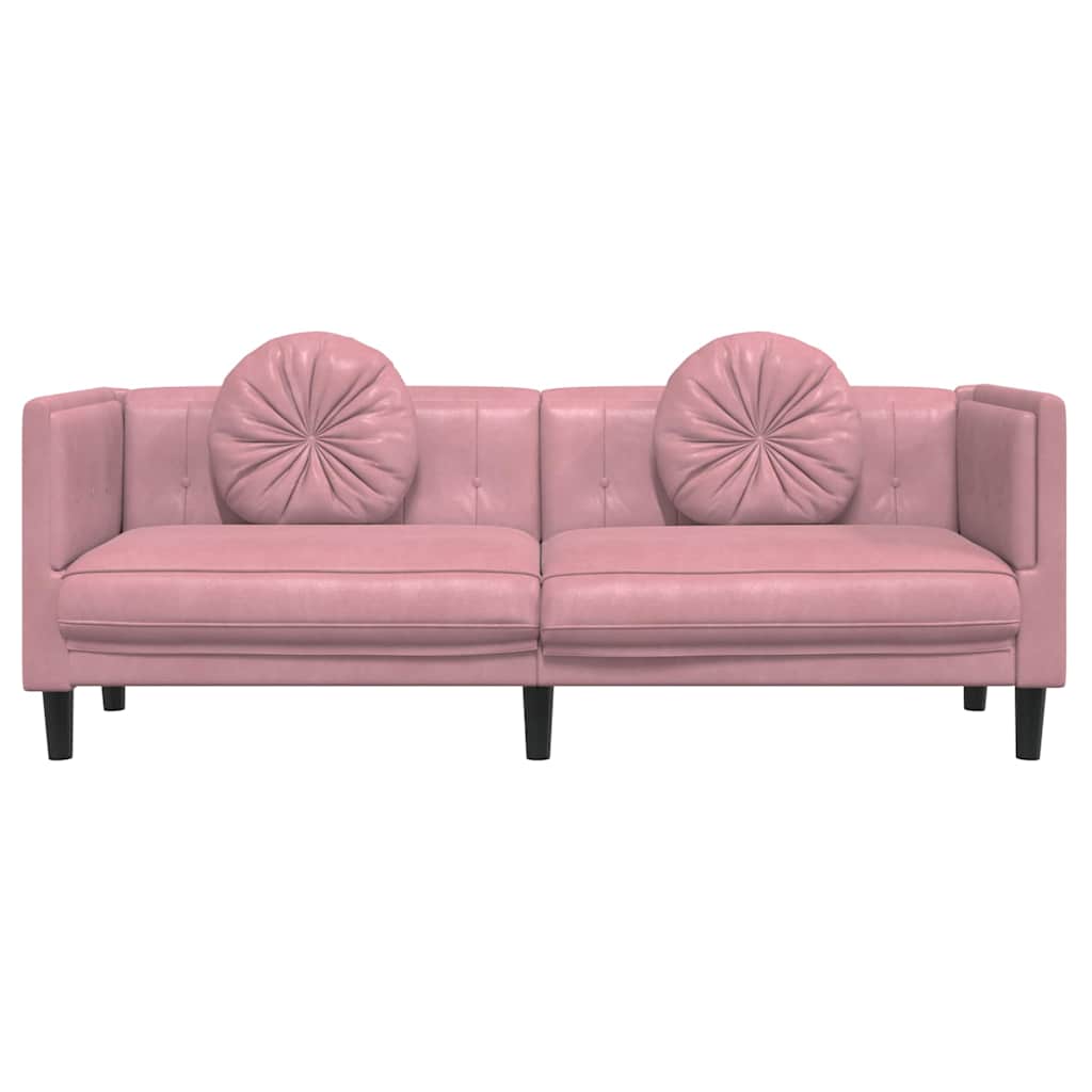 Bank met kussens 3-zits fluweel roze is nu te koop bij PeponiXL, paradijselijk wonen!