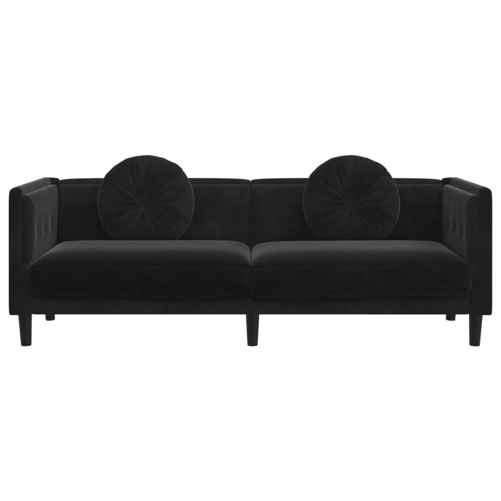 Bank met kussens 3-zits fluweel zwart is nu te koop bij PeponiXL, paradijselijk wonen!