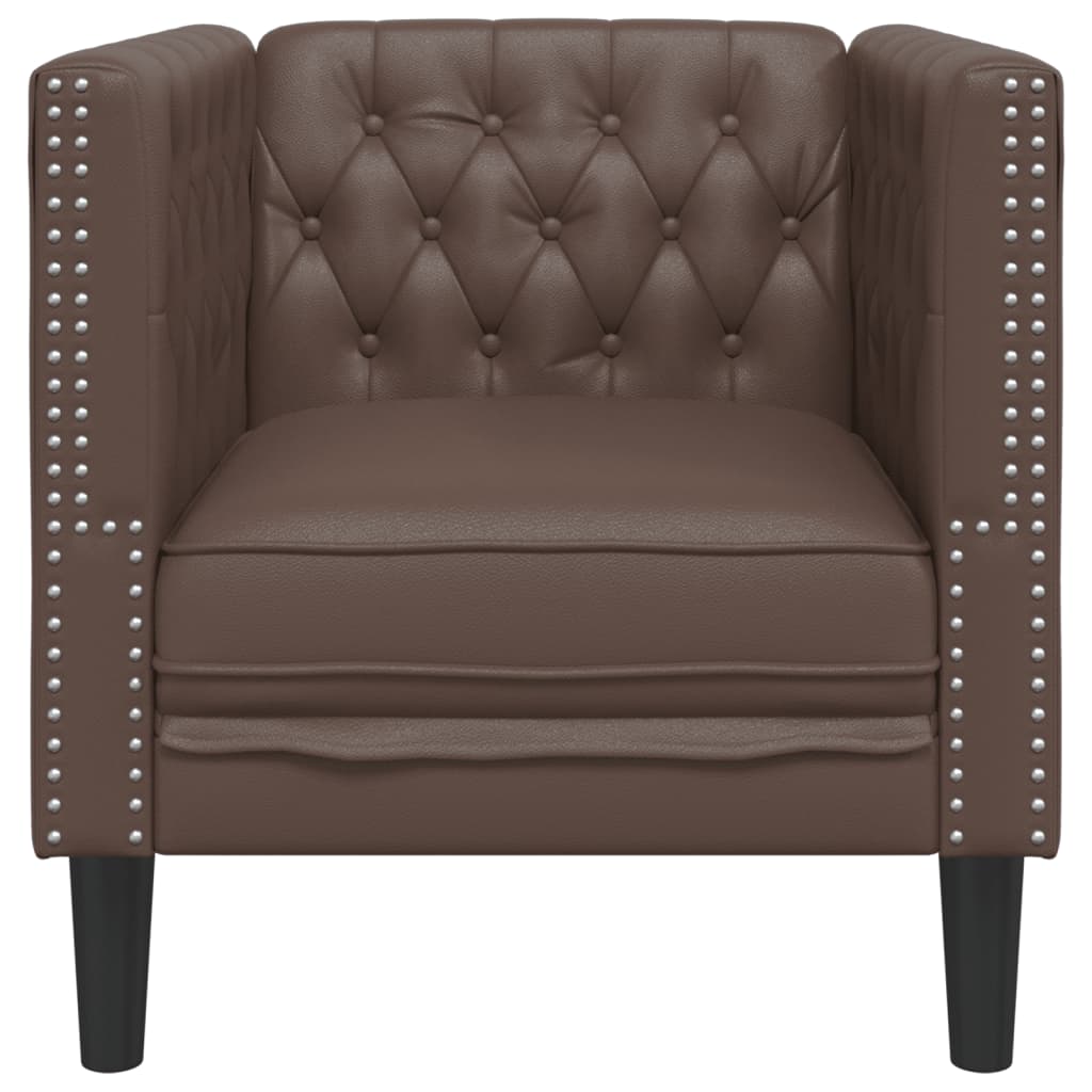 Fauteuil Chesterfield-stijl kunstleer bruin is nu te koop bij PeponiXL, paradijselijk wonen!