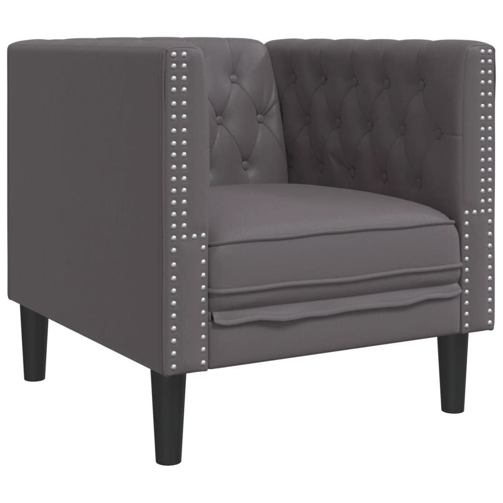 Fauteuil Chesterfield-stijl kunstleer grijs is nu te koop bij PeponiXL, paradijselijk wonen!