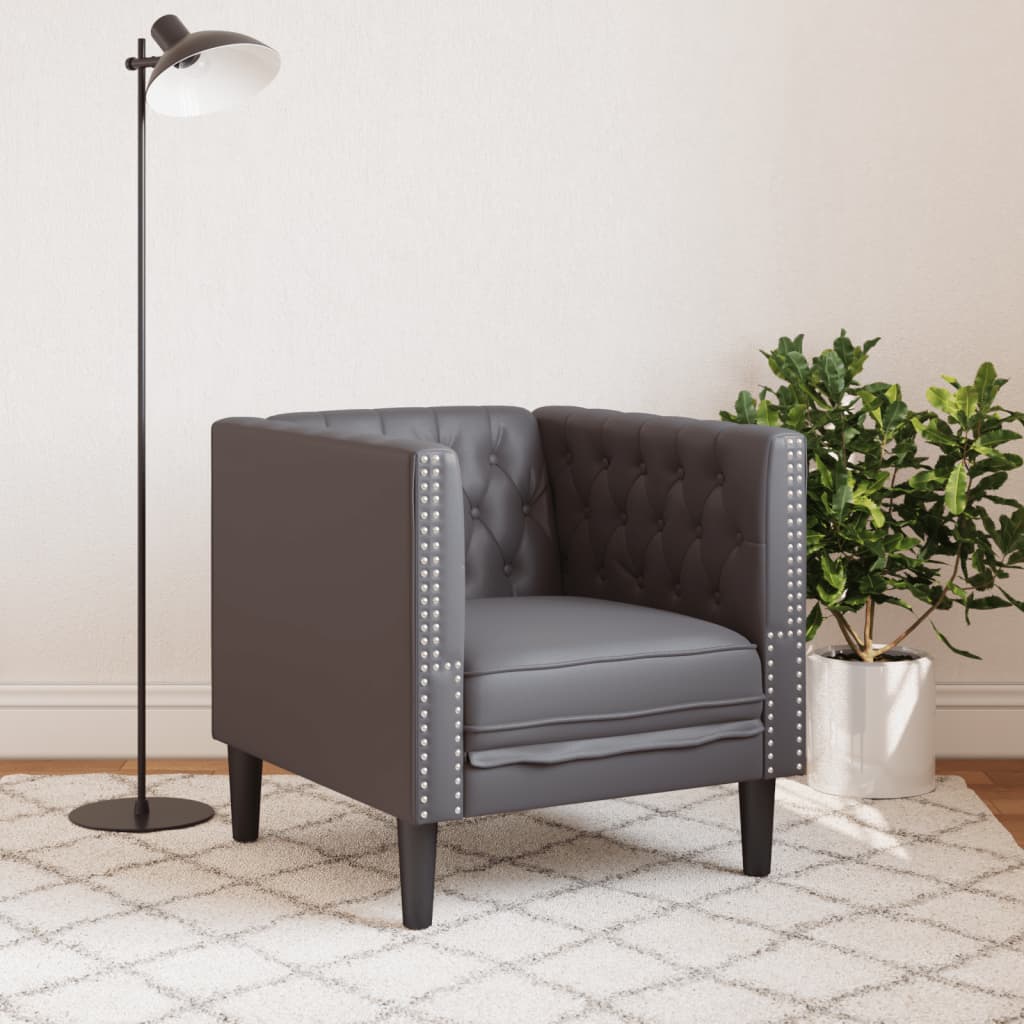 Fauteuil Chesterfield-stijl kunstleer grijs is nu te koop bij PeponiXL, paradijselijk wonen!