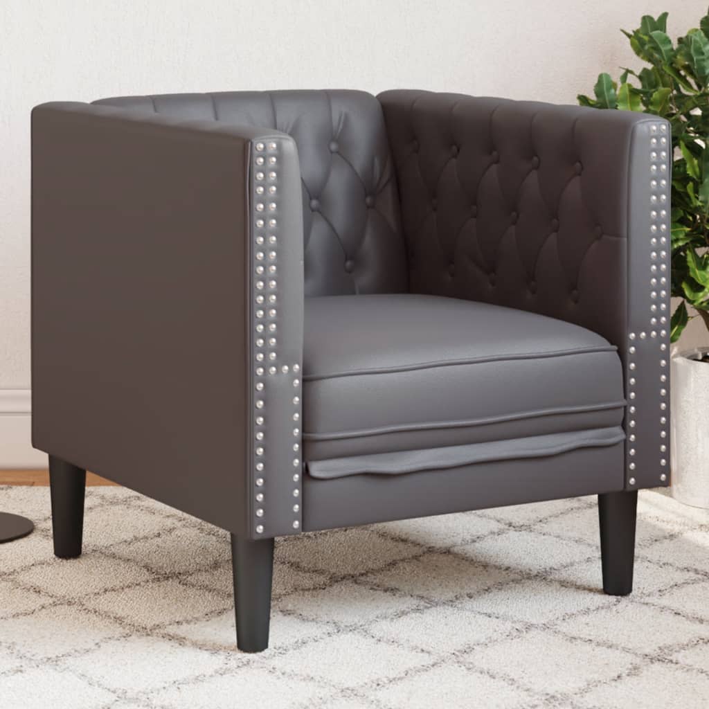 Fauteuil Chesterfield-stijl kunstleer grijs is nu te koop bij PeponiXL, paradijselijk wonen!