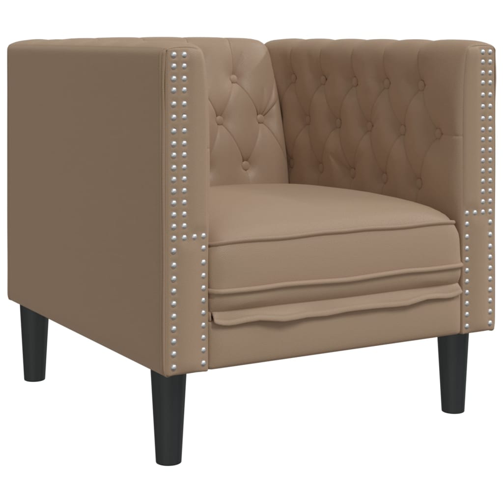 Fauteuil Chesterfield-stijl kunstleer cappuccinokleurig is nu te koop bij PeponiXL, paradijselijk wonen!