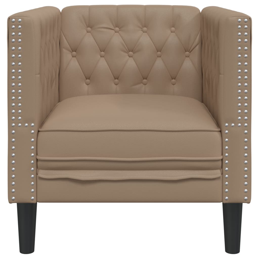 Fauteuil Chesterfield-stijl kunstleer cappuccinokleurig is nu te koop bij PeponiXL, paradijselijk wonen!