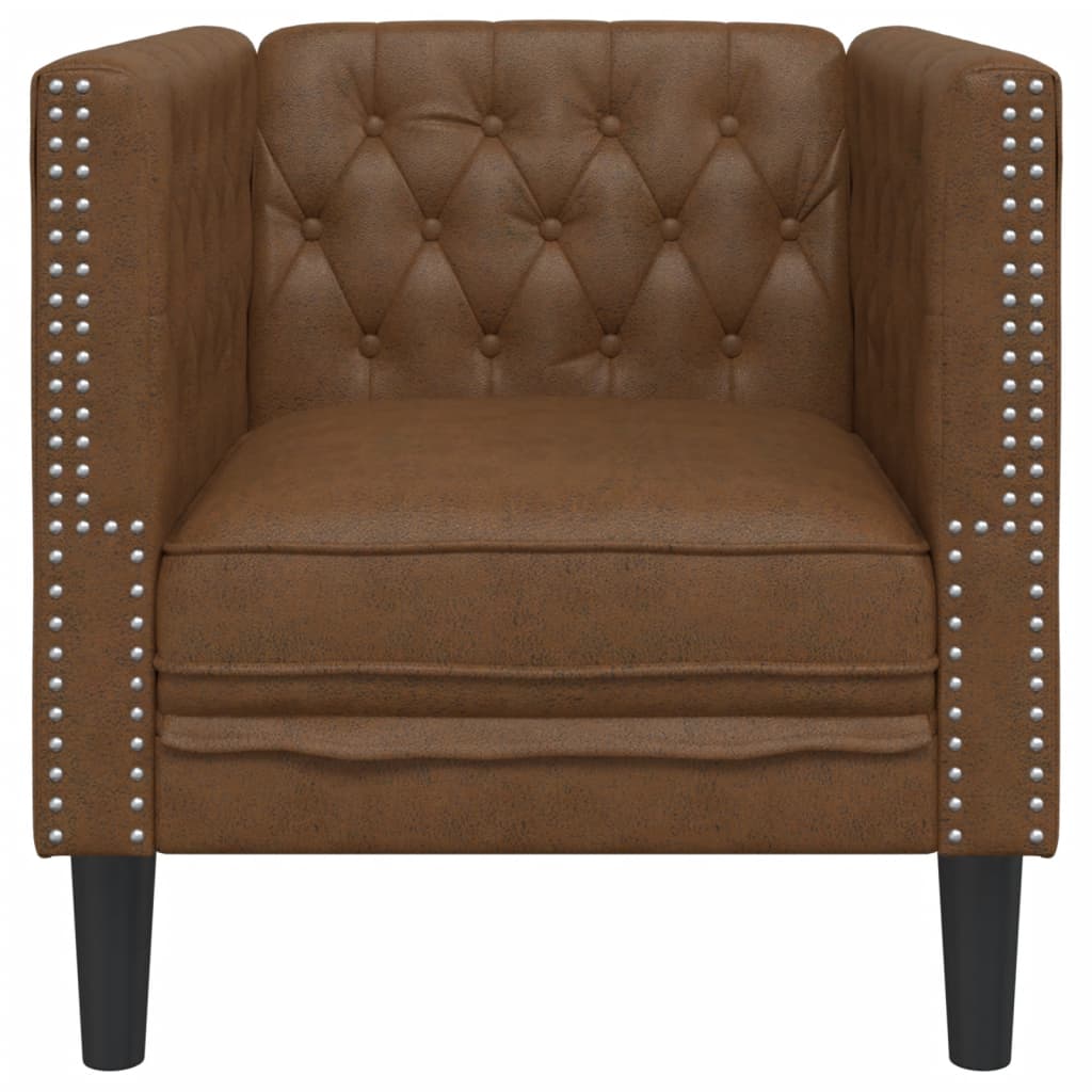 Fauteuil Chesterfield-stijl kunstsuède bruin is nu te koop bij PeponiXL, paradijselijk wonen!