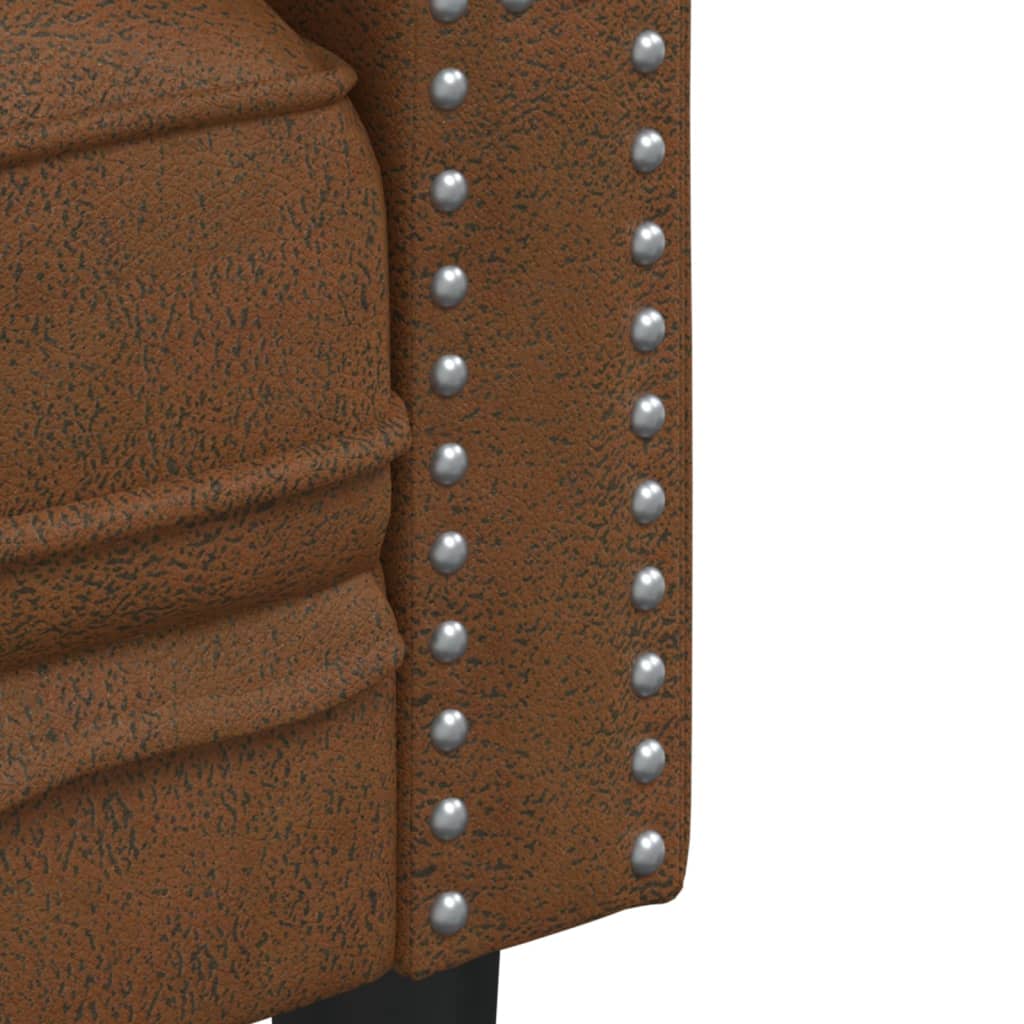 Fauteuil Chesterfield-stijl kunstsuède bruin is nu te koop bij PeponiXL, paradijselijk wonen!