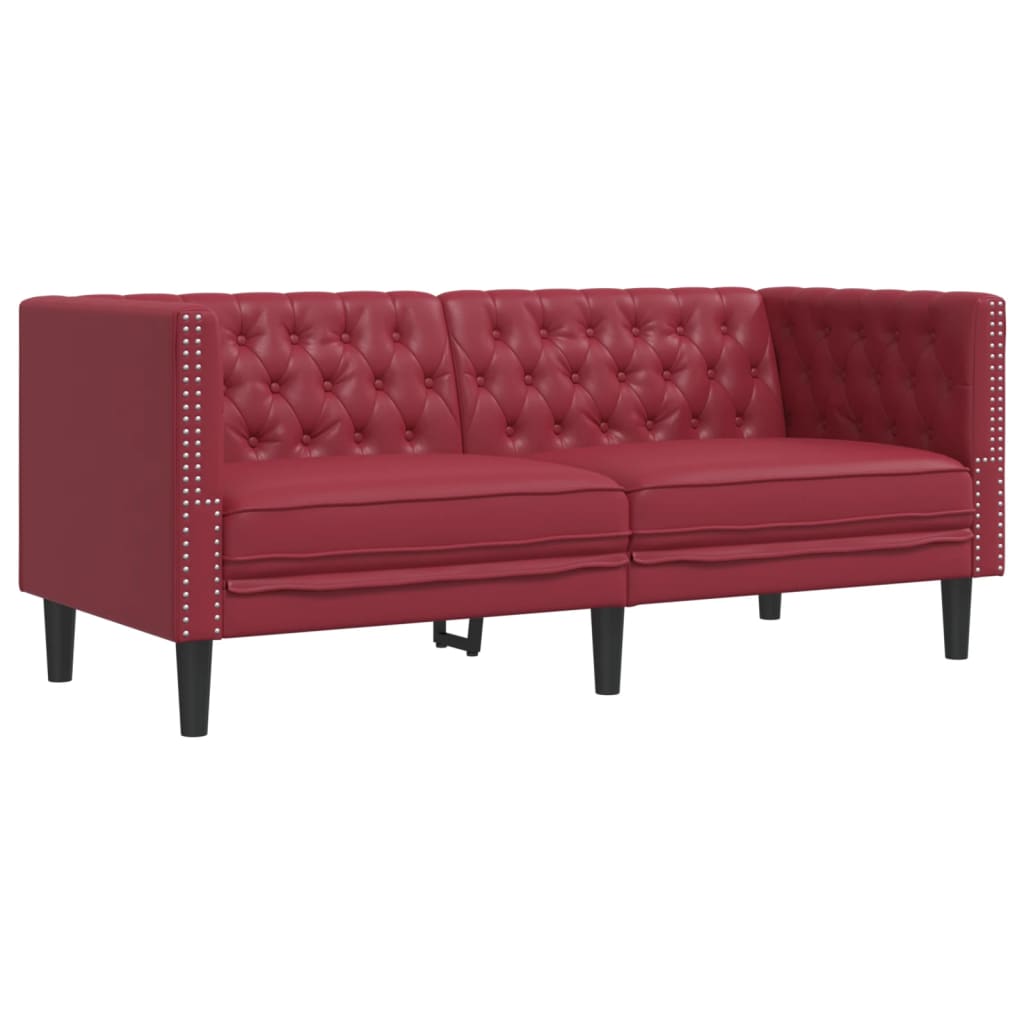Tweezitsbank Chesterfield-stijl kunstleer wijnrood is nu te koop bij PeponiXL, paradijselijk wonen!