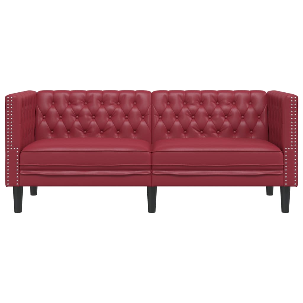Tweezitsbank Chesterfield-stijl kunstleer wijnrood is nu te koop bij PeponiXL, paradijselijk wonen!