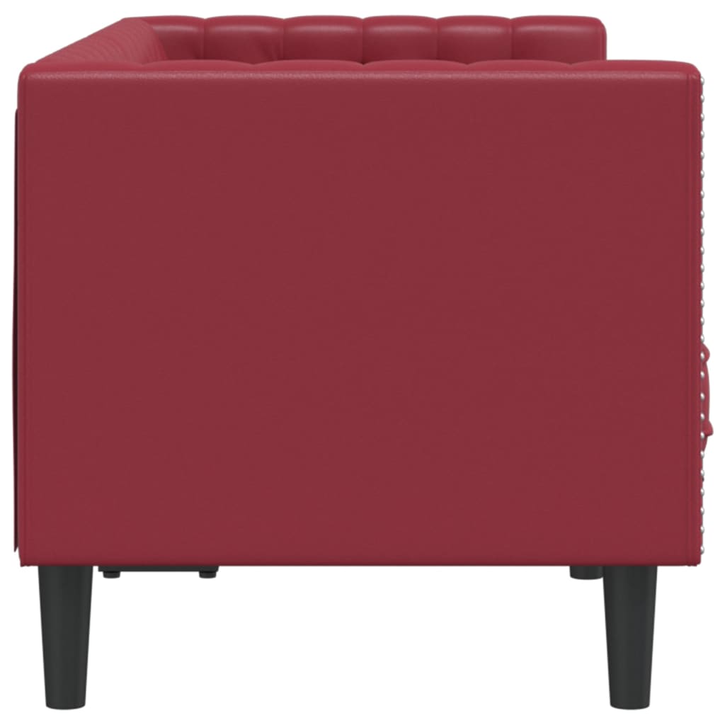 Tweezitsbank Chesterfield-stijl kunstleer wijnrood is nu te koop bij PeponiXL, paradijselijk wonen!