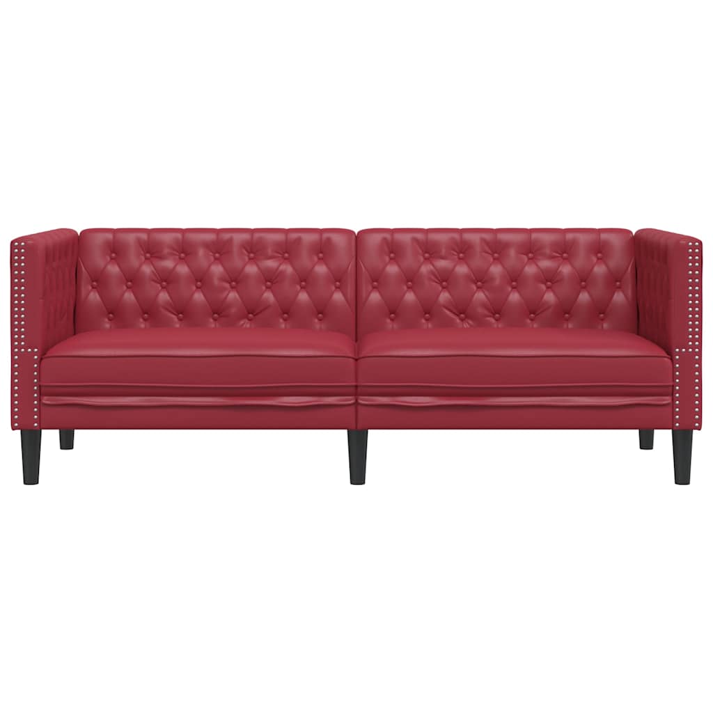 Driezitsbank Chesterfield-stijl kunstleer wijnrood is nu te koop bij PeponiXL, paradijselijk wonen!