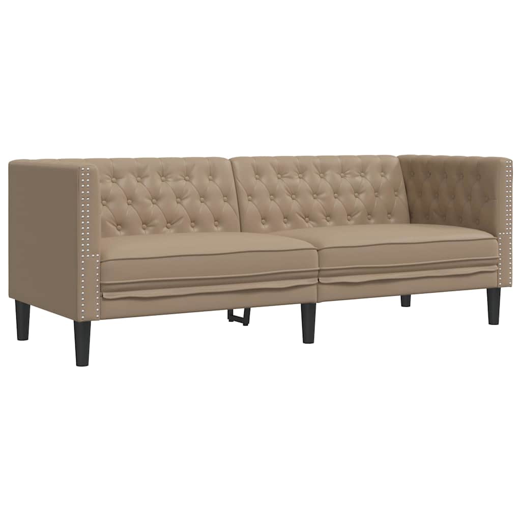 Driezitsbank Chesterfield-stijl kunstleer cappuccinokleurig is nu te koop bij PeponiXL, paradijselijk wonen!