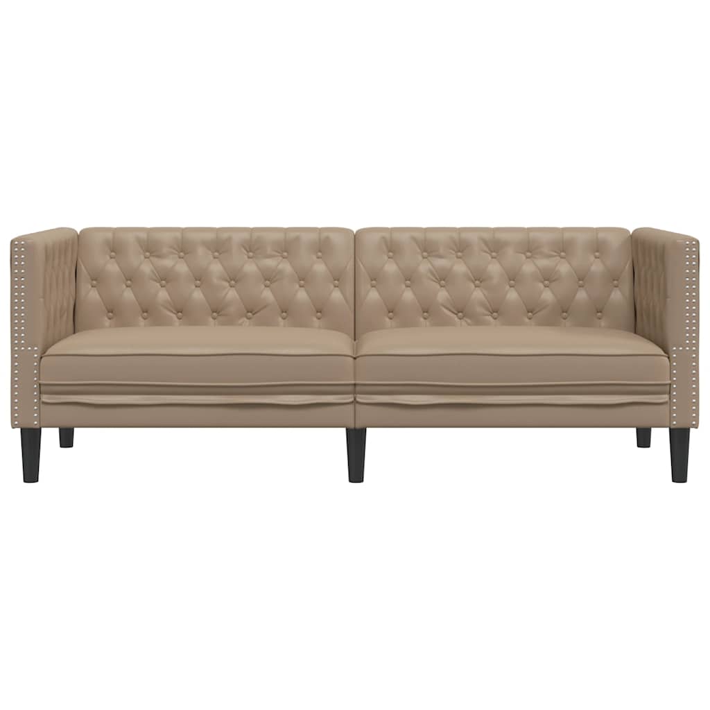 Driezitsbank Chesterfield-stijl kunstleer cappuccinokleurig is nu te koop bij PeponiXL, paradijselijk wonen!