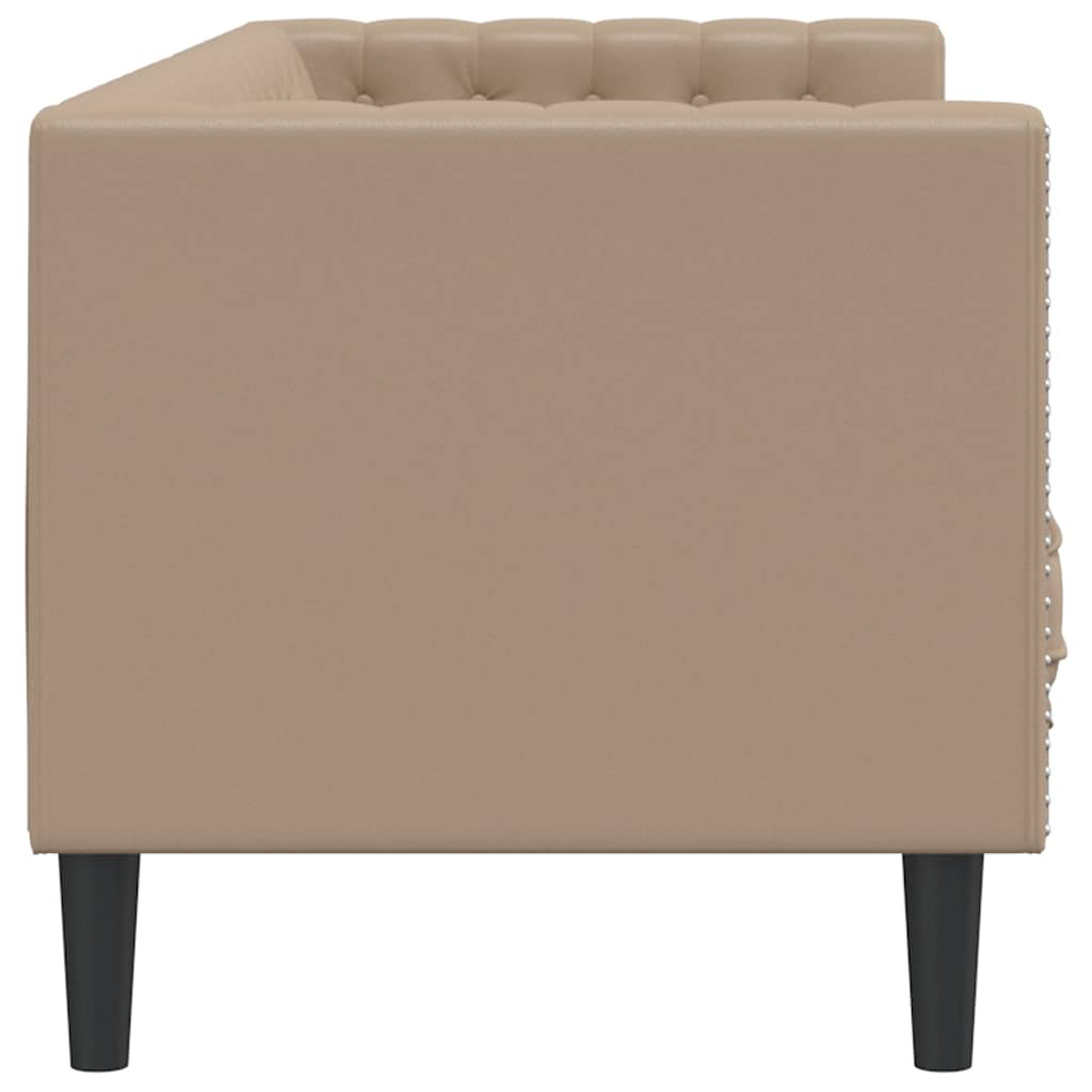Driezitsbank Chesterfield-stijl kunstleer cappuccinokleurig is nu te koop bij PeponiXL, paradijselijk wonen!