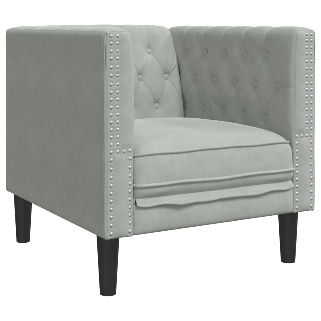 Fauteuil Chesterfield-stijl fluweel lichtgrijs is nu te koop bij PeponiXL, paradijselijk wonen!