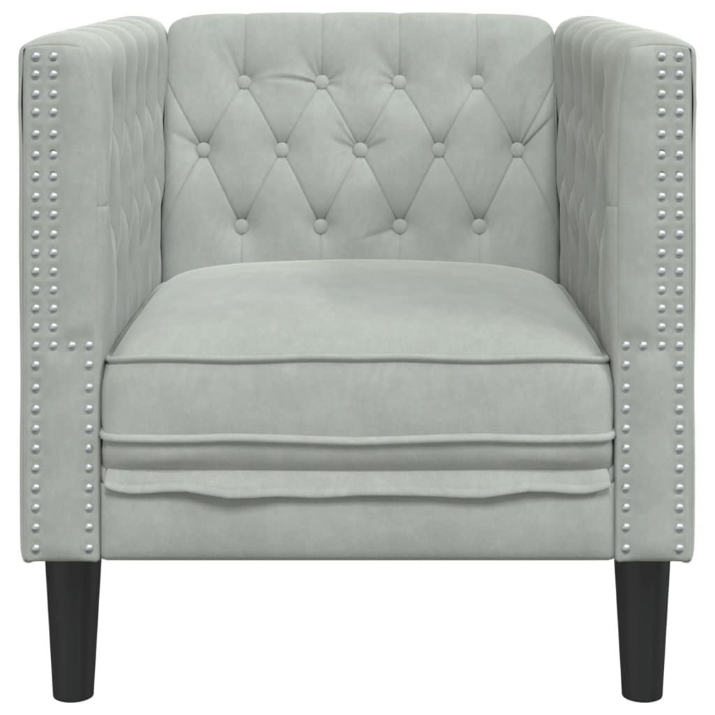 Fauteuil Chesterfield-stijl fluweel lichtgrijs is nu te koop bij PeponiXL, paradijselijk wonen!