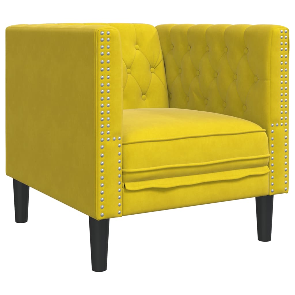 Fauteuil Chesterfield-stijl fluweel geel is nu te koop bij PeponiXL, paradijselijk wonen!