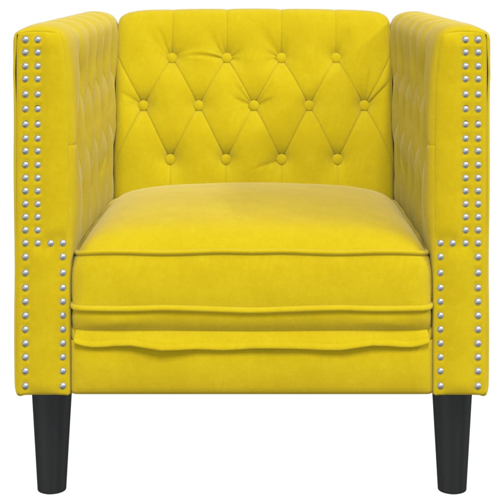Fauteuil Chesterfield-stijl fluweel geel is nu te koop bij PeponiXL, paradijselijk wonen!