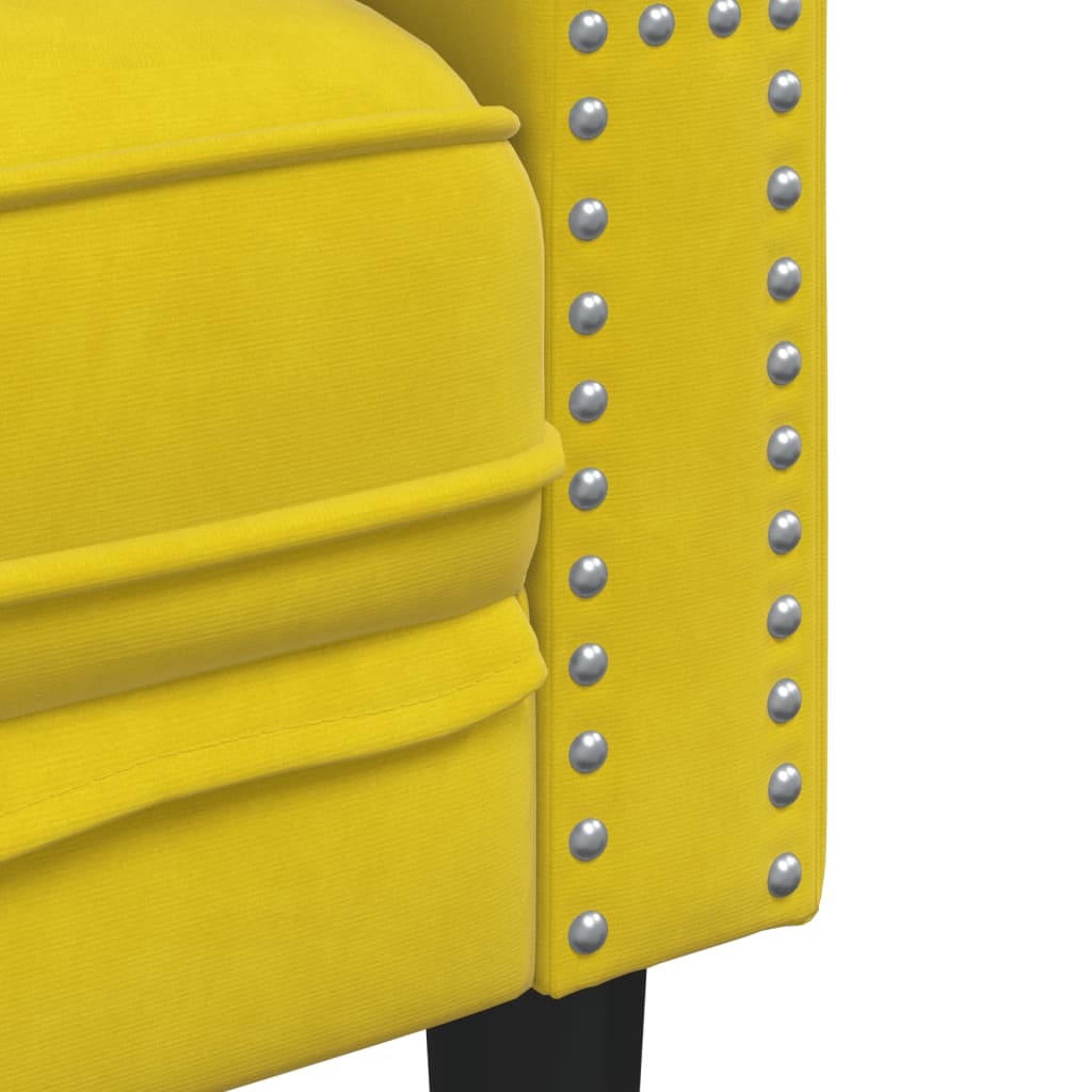Fauteuil Chesterfield-stijl fluweel geel is nu te koop bij PeponiXL, paradijselijk wonen!