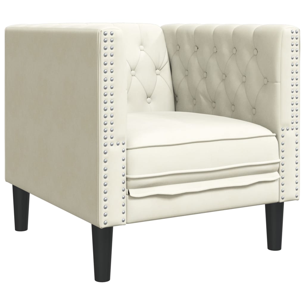 Fauteuil Chesterfield-stijl fluweel crèmekleurig is nu te koop bij PeponiXL, paradijselijk wonen!