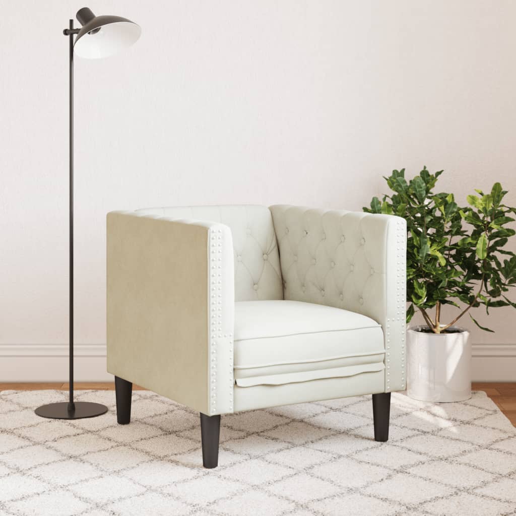 Fauteuil Chesterfield-stijl fluweel crèmekleurig is nu te koop bij PeponiXL, paradijselijk wonen!