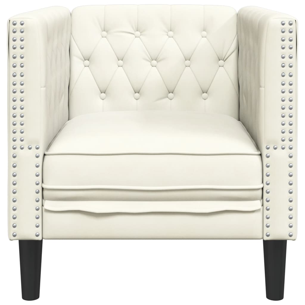 Fauteuil Chesterfield-stijl fluweel crèmekleurig is nu te koop bij PeponiXL, paradijselijk wonen!