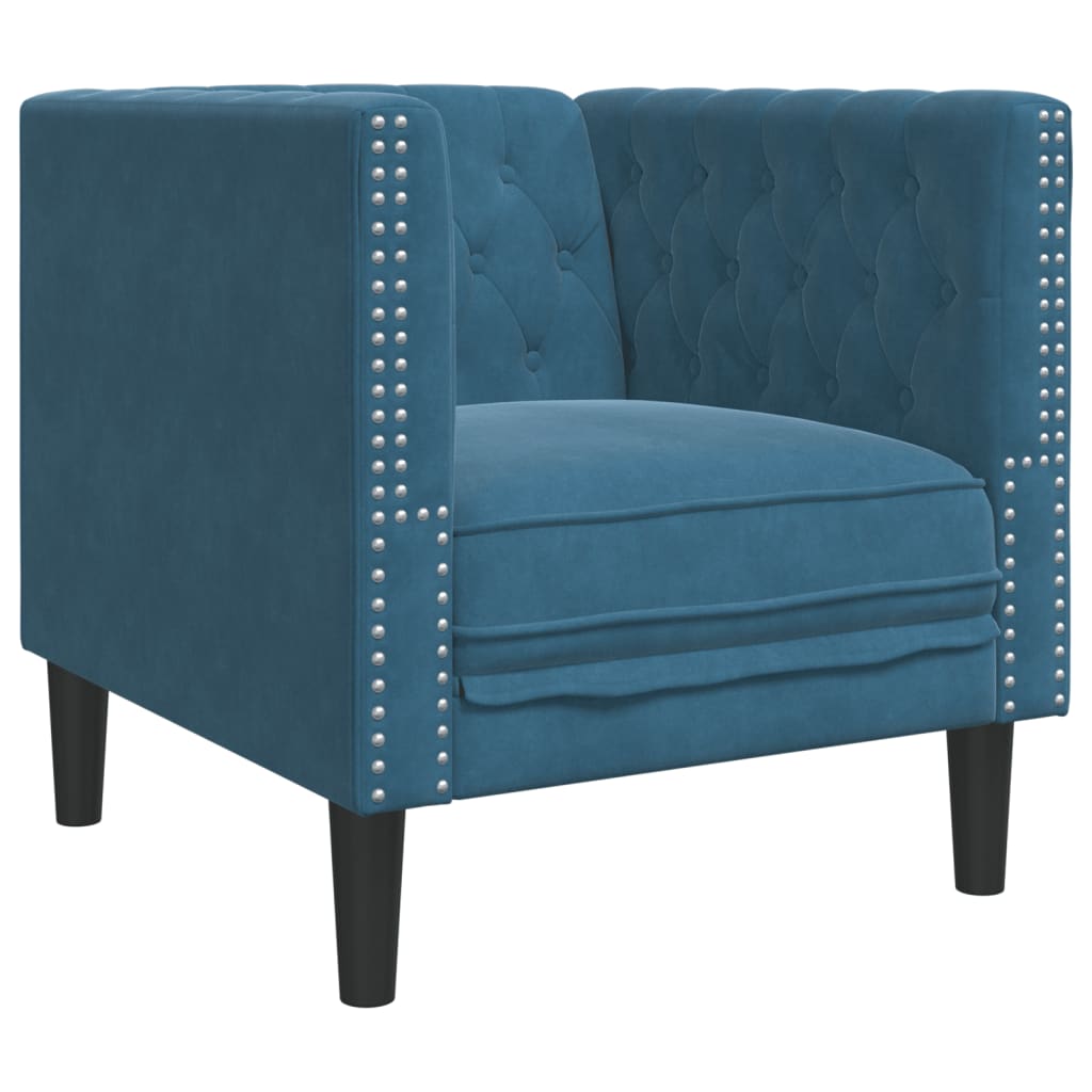 Fauteuil Chesterfield-stijl fluweel blauw is nu te koop bij PeponiXL, paradijselijk wonen!