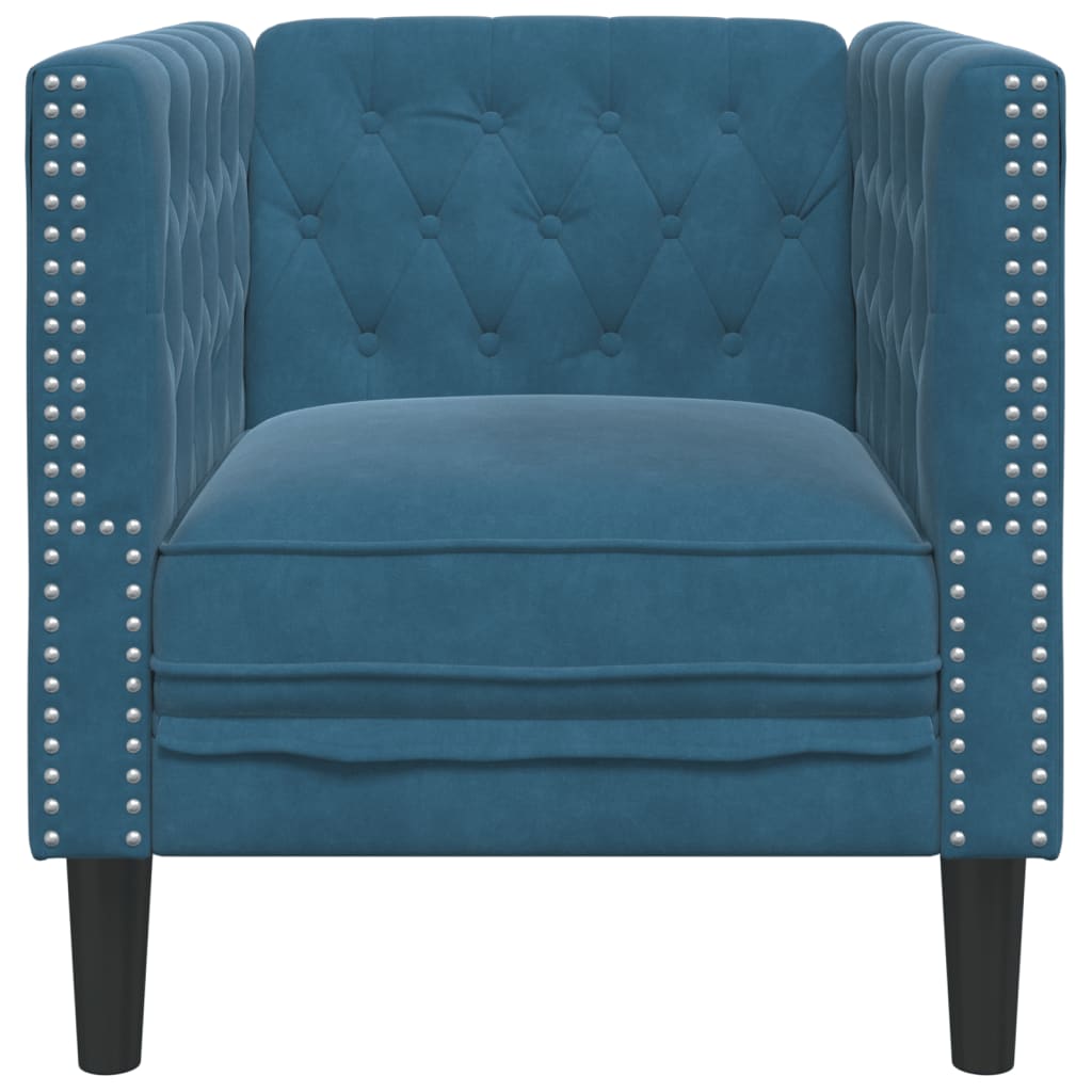 Fauteuil Chesterfield-stijl fluweel blauw is nu te koop bij PeponiXL, paradijselijk wonen!