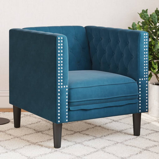 Fauteuil Chesterfield-stijl fluweel blauw is nu te koop bij PeponiXL, paradijselijk wonen!