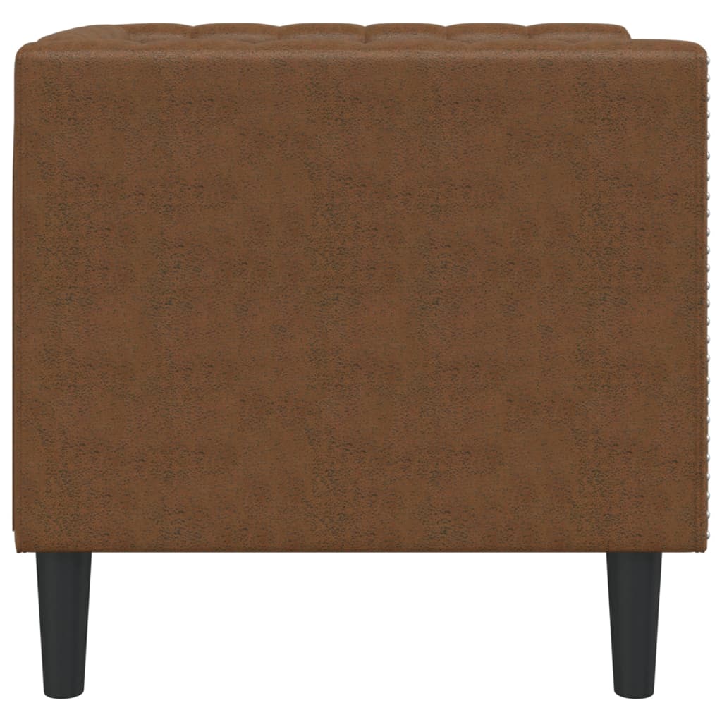 Fauteuil Chesterfield-stijl kunstsuède bruin is nu te koop bij PeponiXL, paradijselijk wonen!