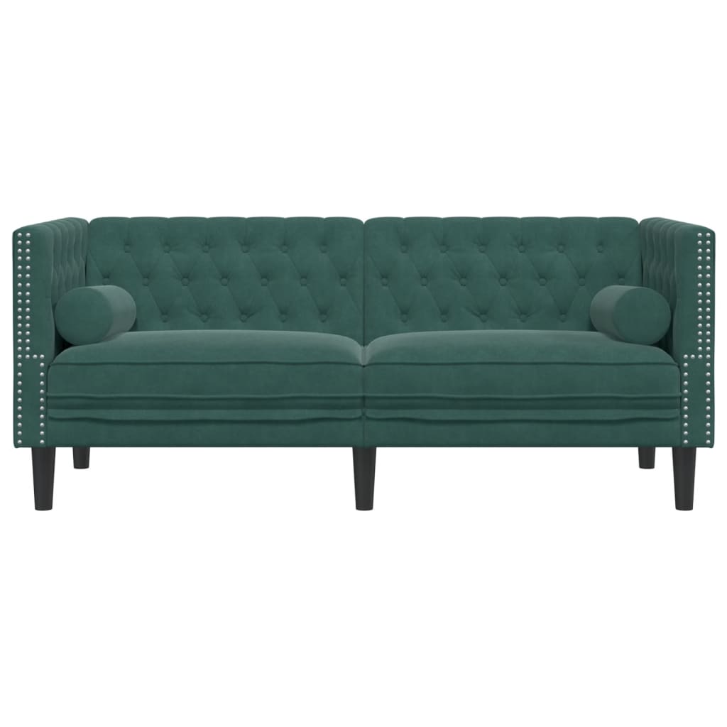 Tweezitsbank Chesterfield-stijl en bolsters fluweel donkergroen is nu te koop bij PeponiXL, paradijselijk wonen!