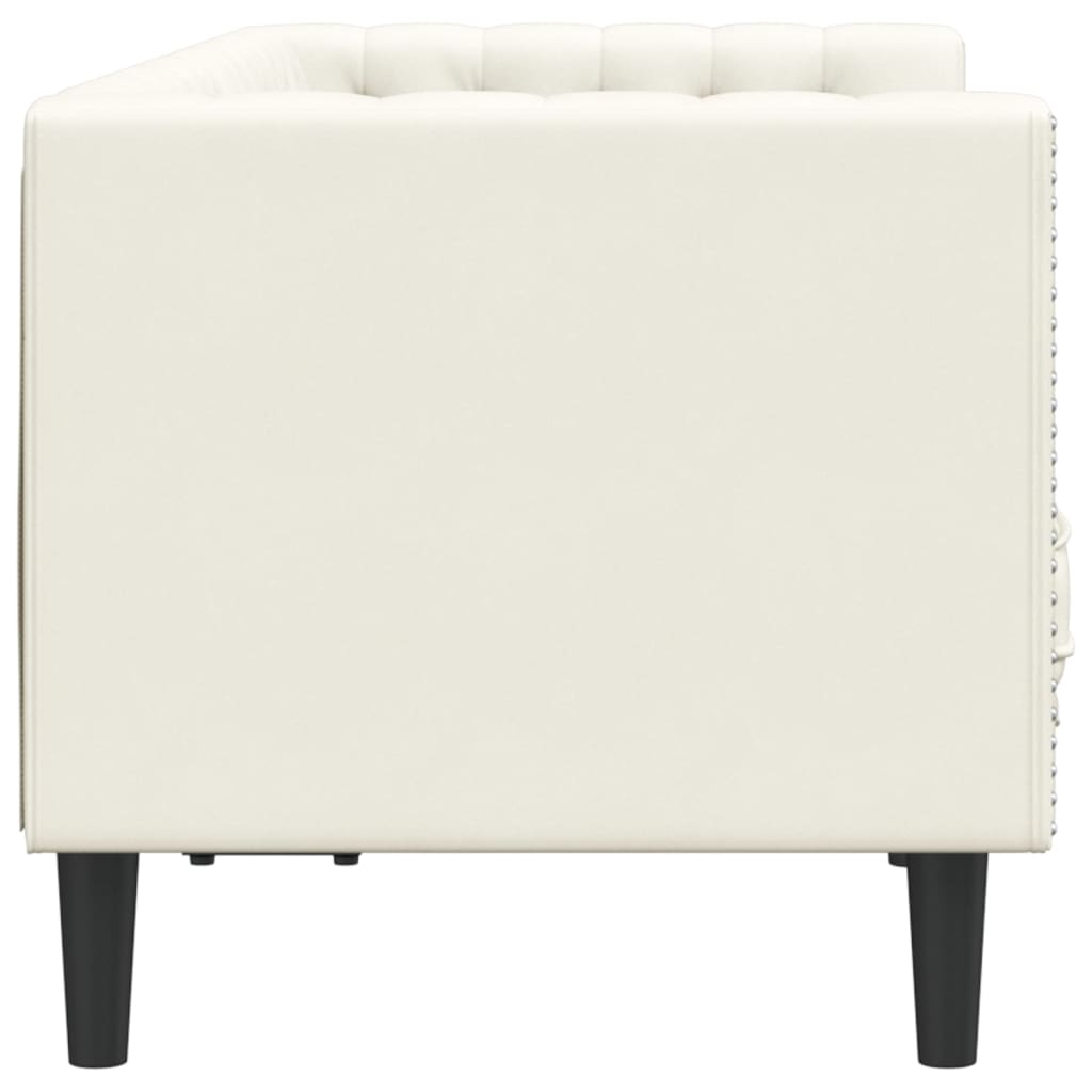 Tweezitsbank Chesterfield-stijl en bolsters fluweel crèmekleur is nu te koop bij PeponiXL, paradijselijk wonen!