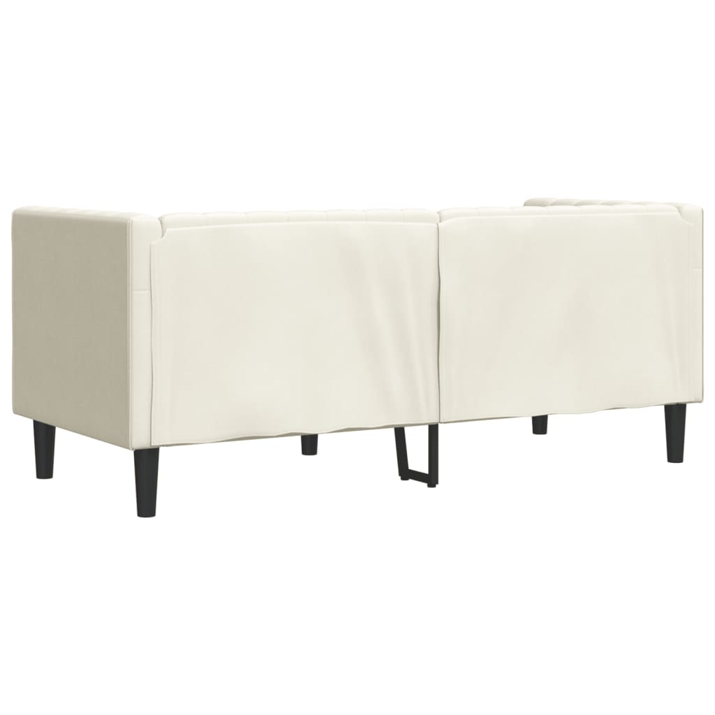 Tweezitsbank Chesterfield-stijl en bolsters fluweel crèmekleur is nu te koop bij PeponiXL, paradijselijk wonen!