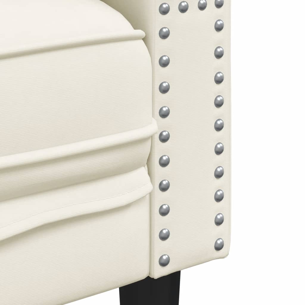 Tweezitsbank Chesterfield-stijl en bolsters fluweel crèmekleur is nu te koop bij PeponiXL, paradijselijk wonen!