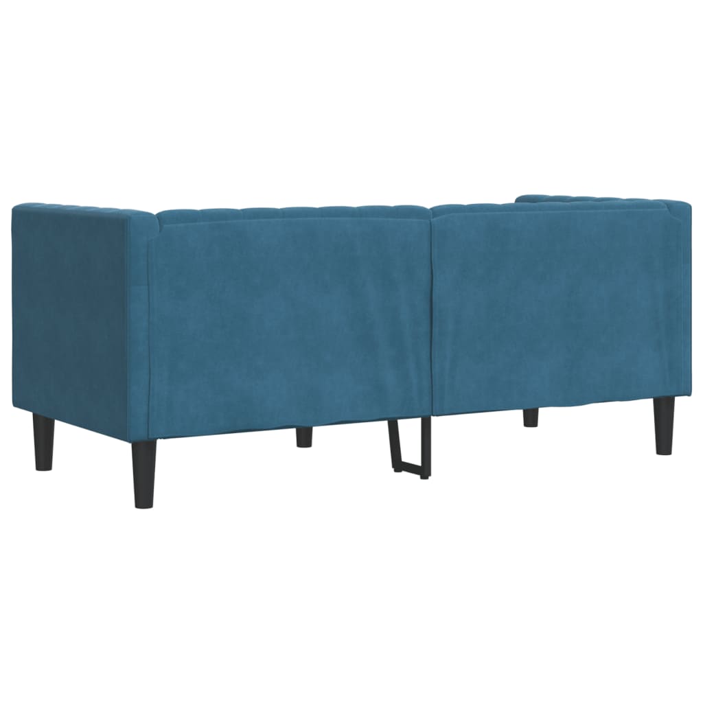 Tweezitsbank Chesterfield-stijl en bolsters fluweel blauw is nu te koop bij PeponiXL, paradijselijk wonen!
