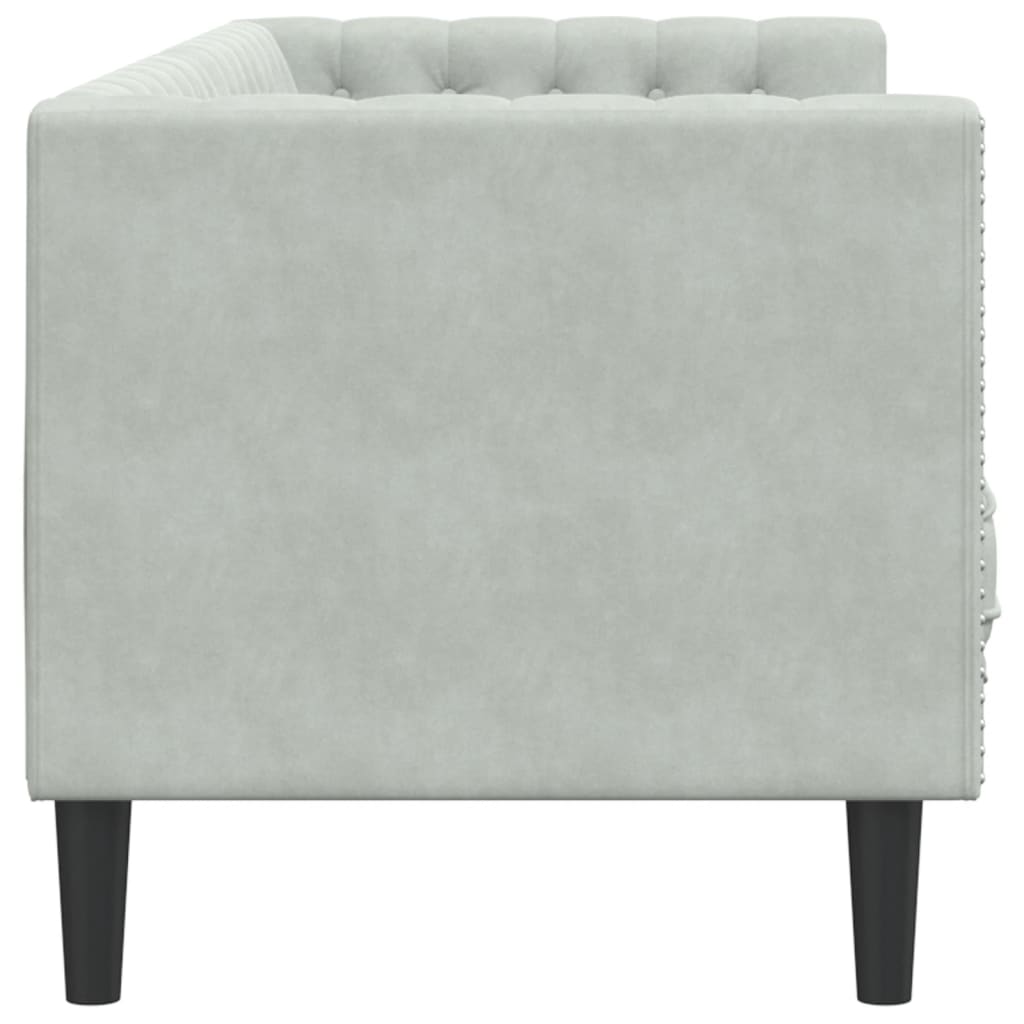 Driezitsbank Chesterfield-stijl met bolsters fluweel lichtgrijs is nu te koop bij PeponiXL, paradijselijk wonen!