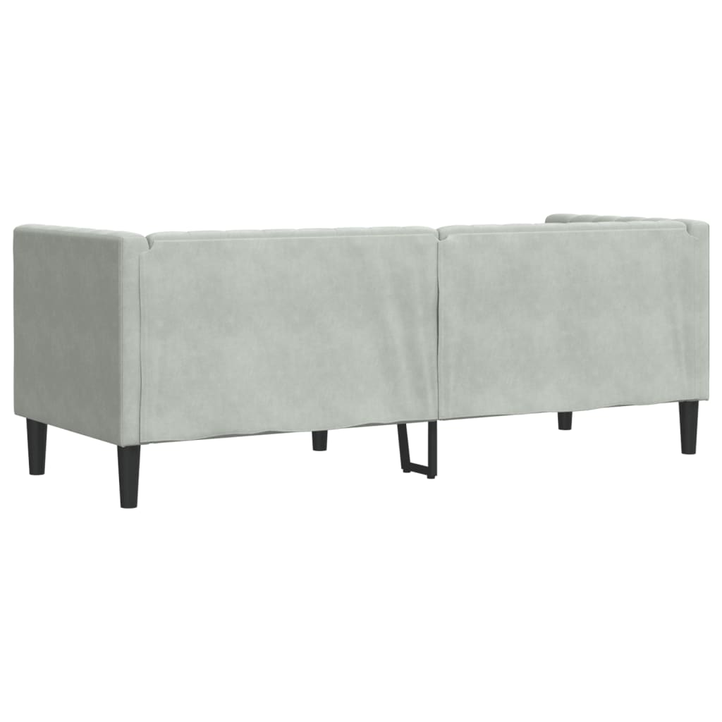 Driezitsbank Chesterfield-stijl met bolsters fluweel lichtgrijs is nu te koop bij PeponiXL, paradijselijk wonen!