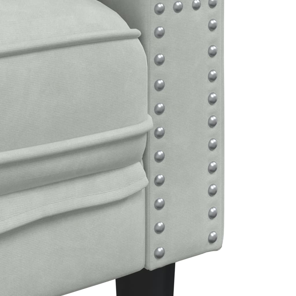 Driezitsbank Chesterfield-stijl met bolsters fluweel lichtgrijs is nu te koop bij PeponiXL, paradijselijk wonen!