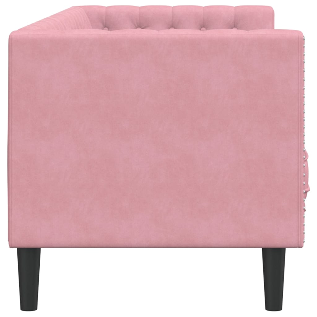 Driezitsbank Chesterfield-stijl met bolsters fluweel roze is nu te koop bij PeponiXL, paradijselijk wonen!