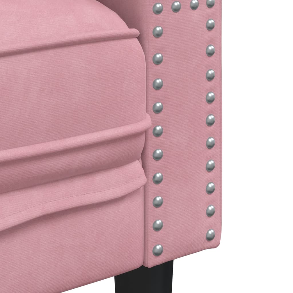 Driezitsbank Chesterfield-stijl met bolsters fluweel roze is nu te koop bij PeponiXL, paradijselijk wonen!