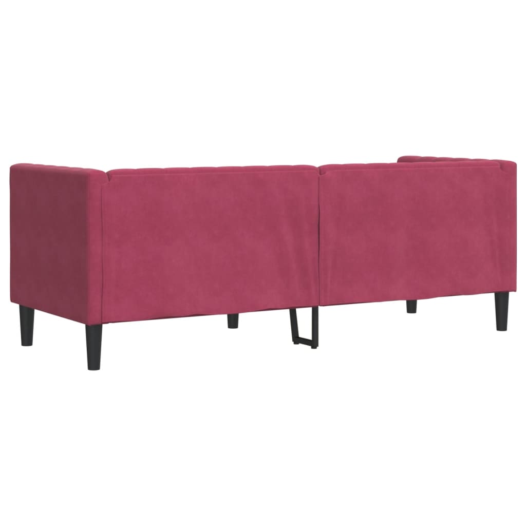 Driezitsbank Chesterfield-stijl met bolsters fluweel wijnrood is nu te koop bij PeponiXL, paradijselijk wonen!