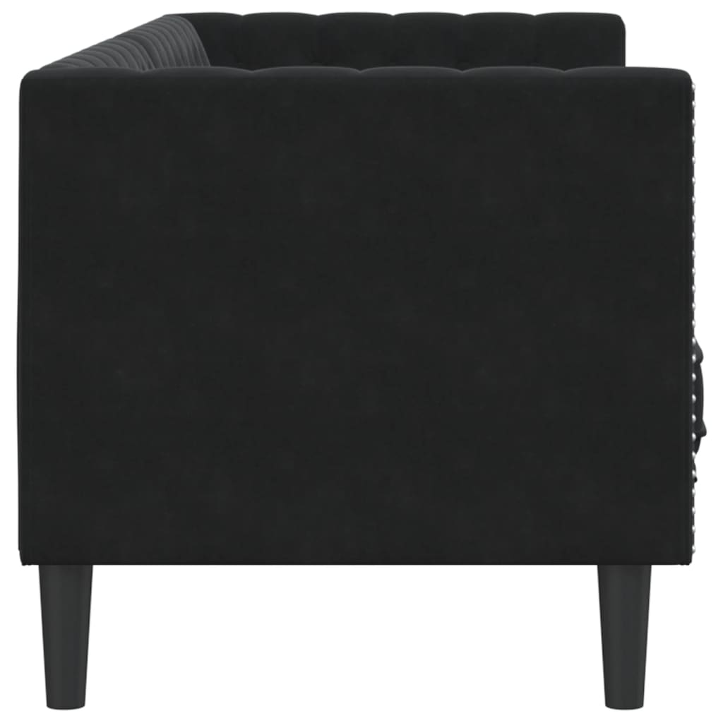Driezitsbank Chesterfield-stijl met bolsters fluweel zwart is nu te koop bij PeponiXL, paradijselijk wonen!