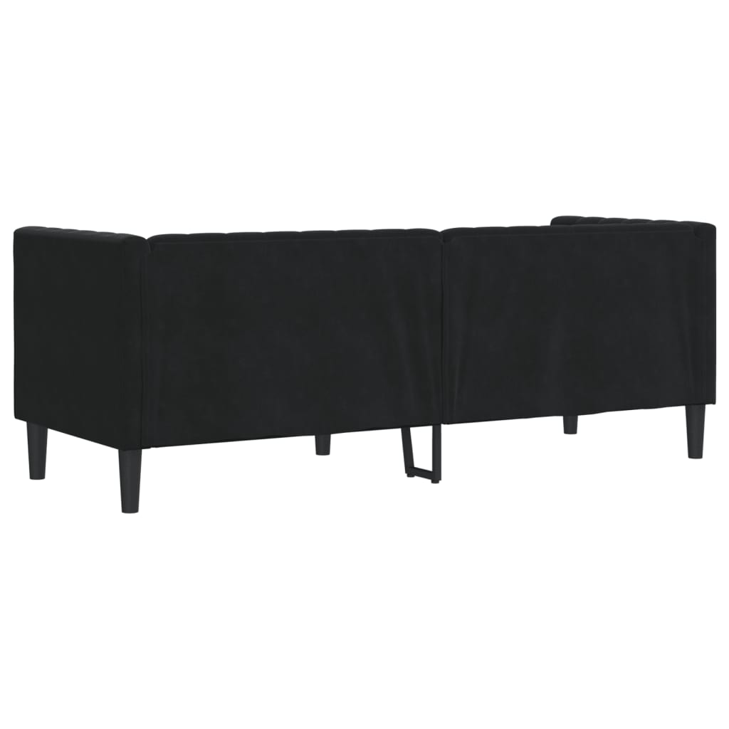 Driezitsbank Chesterfield-stijl met bolsters fluweel zwart is nu te koop bij PeponiXL, paradijselijk wonen!