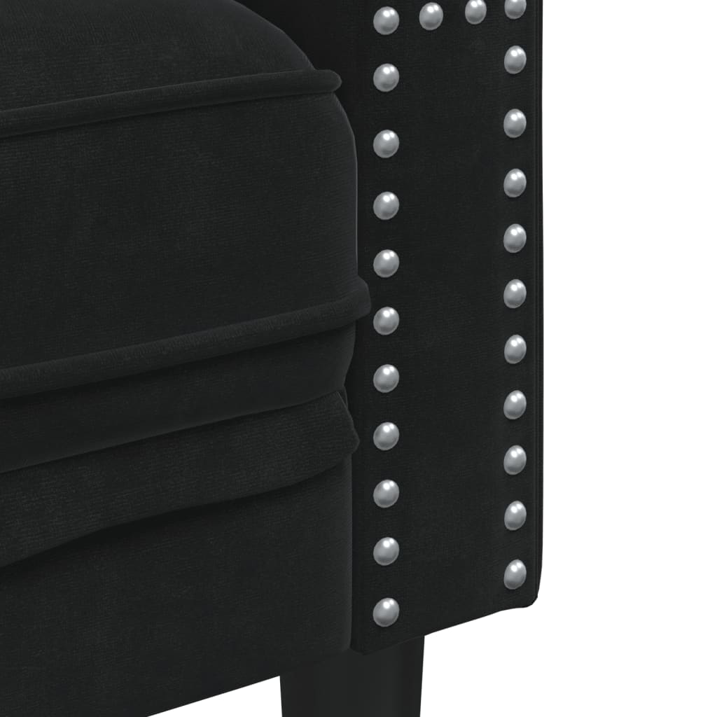Driezitsbank Chesterfield-stijl met bolsters fluweel zwart is nu te koop bij PeponiXL, paradijselijk wonen!