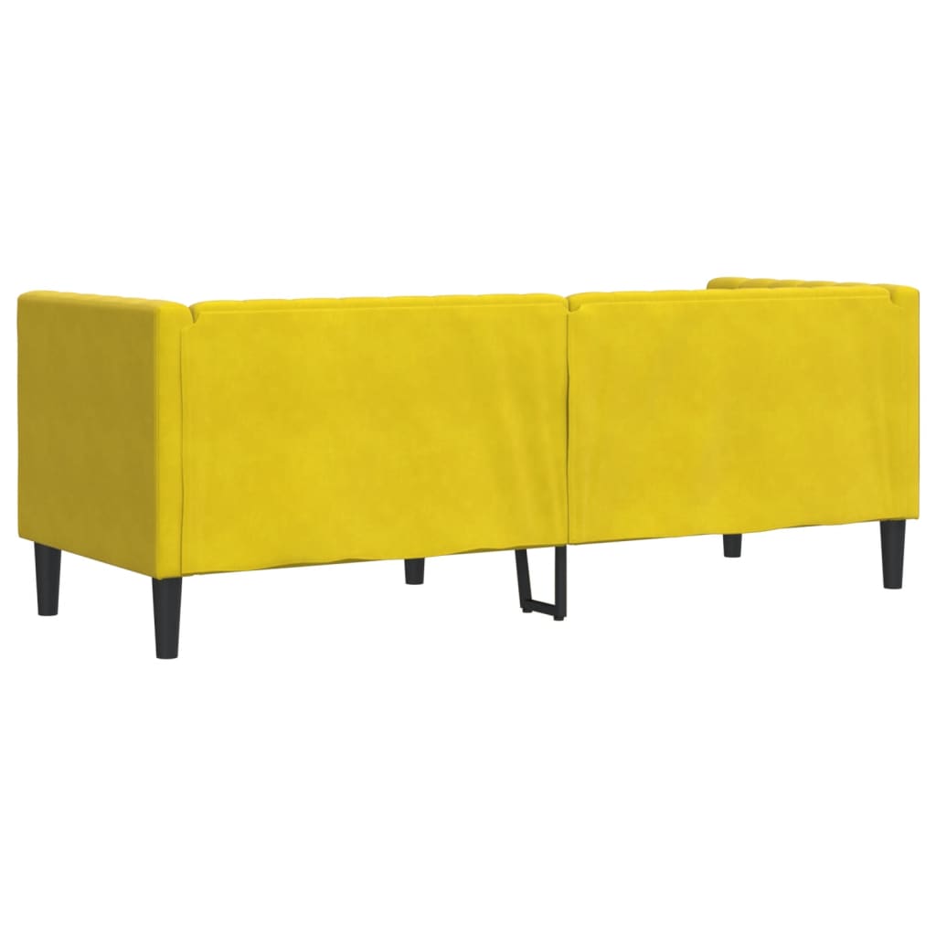 Driezitsbank Chesterfield-stijl met bolsters fluweel geel is nu te koop bij PeponiXL, paradijselijk wonen!