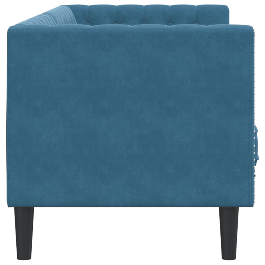 Driezitsbank Chesterfield-stijl met bolsters fluweel blauw is nu te koop bij PeponiXL, paradijselijk wonen!
