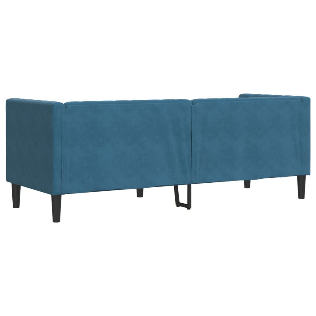 Driezitsbank Chesterfield-stijl met bolsters fluweel blauw is nu te koop bij PeponiXL, paradijselijk wonen!