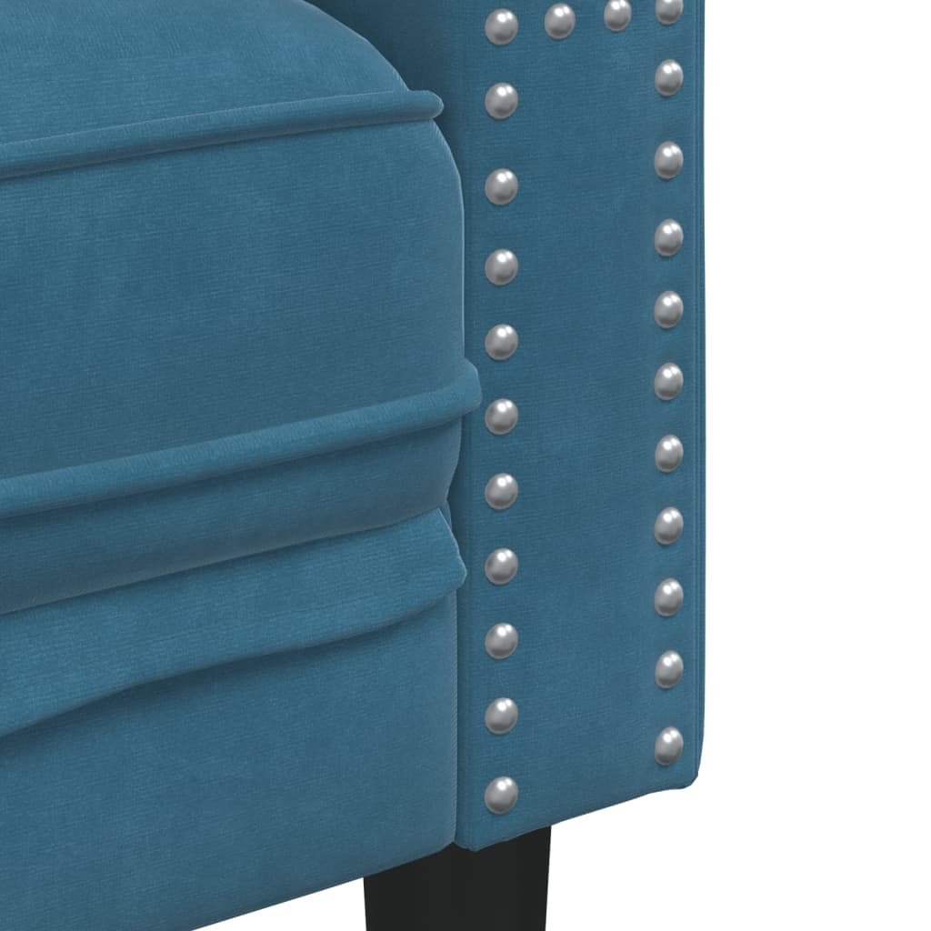 Driezitsbank Chesterfield-stijl met bolsters fluweel blauw is nu te koop bij PeponiXL, paradijselijk wonen!