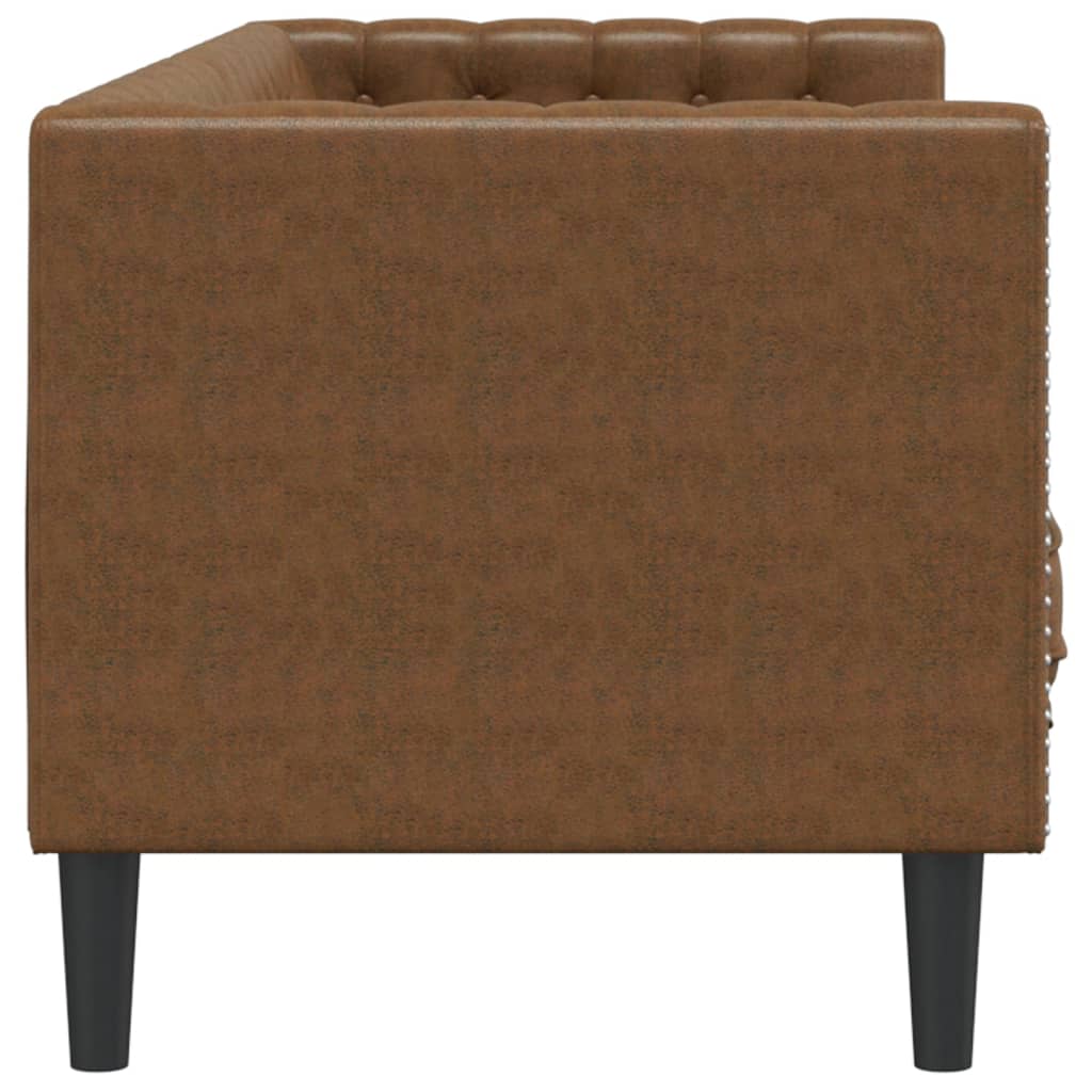 Driezitsbank Chesterfield-stijl met bolsters kunstsuède bruin is nu te koop bij PeponiXL, paradijselijk wonen!